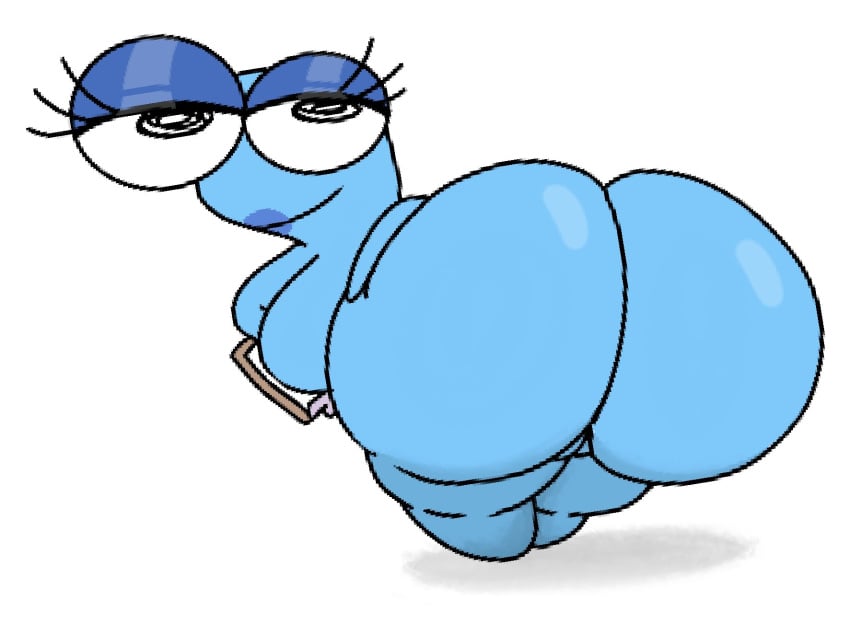 1girls ass ass_focus blue_body blue_skin critter_(smiling_friends) eyelashes huge_ass looking_at_viewer looking_back nude nude_female secretary_critter_(smiling_friends) shortstack smiling_friends solo solo_female tagme theslashfive thick_thighs