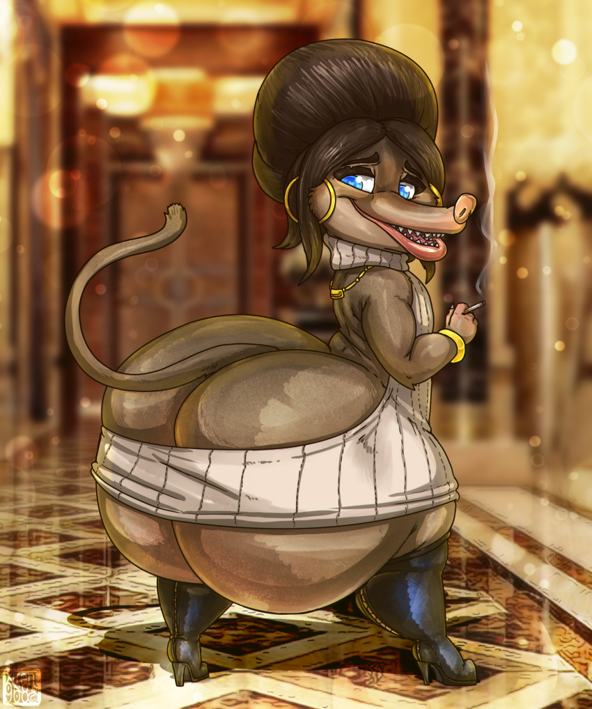 ass_bigger_than_head ass_bigger_than_torso big_ass big_booty big_butt black_hair blue_eyes bubble_ass bubble_butt cute disney dumptruck_ass dumptruck_butt female female_focus fru_fru furry gold_jewelry huge_ass marsupial massive_ass rodent shrew sleeveless_turtleneck xtrent968 zootopia zootopia+