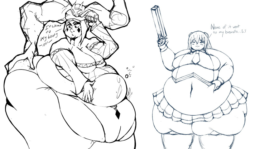 belly big_breasts cerebella chubby fat_ass grabbing jspeach7 skullgirls