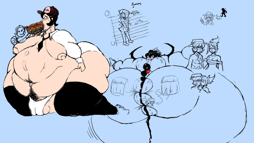 belly big_breasts chubby eating fat filia_(skullgirls) jspeach7 pubic_hair ready_to_pop skullgirls