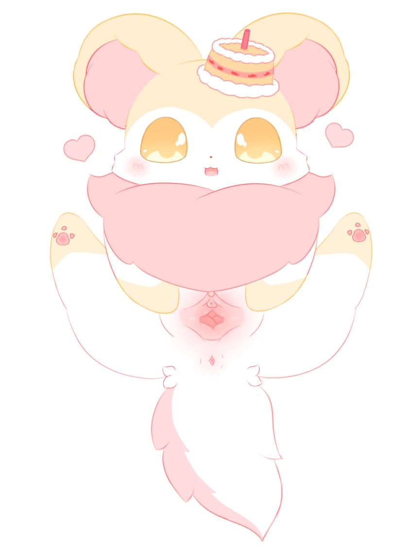 anus blush cake cakebufu cakebufu_(character) canid canine clitoris dessert female female_urethra feral food genitals hi_res humanoid_genitalia humanoid_genitalia_on_feral humanoid_pussy humanoid_pussy_on_feral mammal peehole pussy solo spread_pussy spreading tail urethra white_body white_tail yellow_eyes
