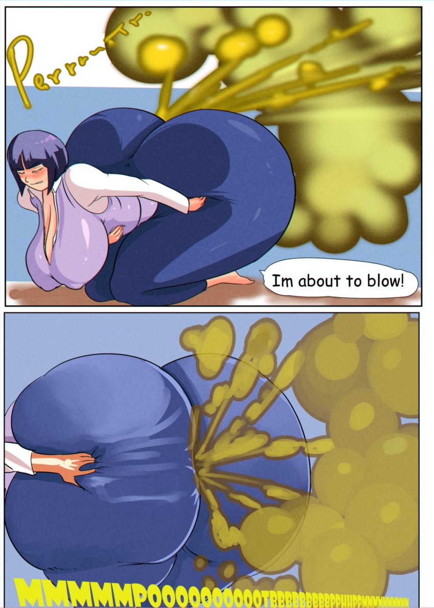 1girls ass_bigger_than_head big_ass fart fart_cloud fart_fetish female female_only hyuuga_hinata naruto nightmarexbx tits_bigger_than_head