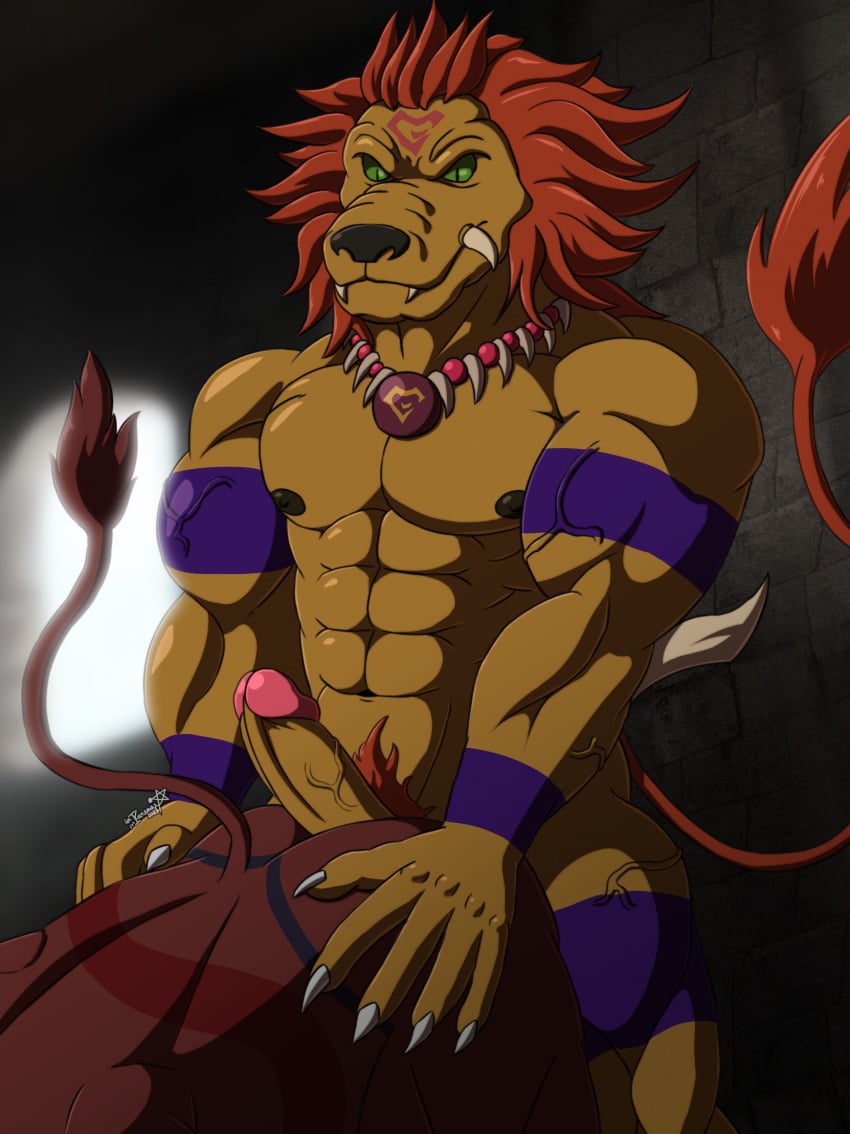 2025 abs anthro ass biceps bovid bovine claws doggy_style duo erection european_mythology felid from_behind_position genitals greek_mythology hi_res humanoid_genitalia humanoid_penis imminent_anal imminent_sex jewelry kurenai_(artist) lion lion_(princess_knight_catue) male male/male mammal minotaur minotaur_(princess_knight_catue) mostly_offscreen_anthro mostly_offscreen_character mostly_offscreen_male muscular muscular_male mythology necklace nipples pantherine pecs penis princess_knight_catue sex teeth