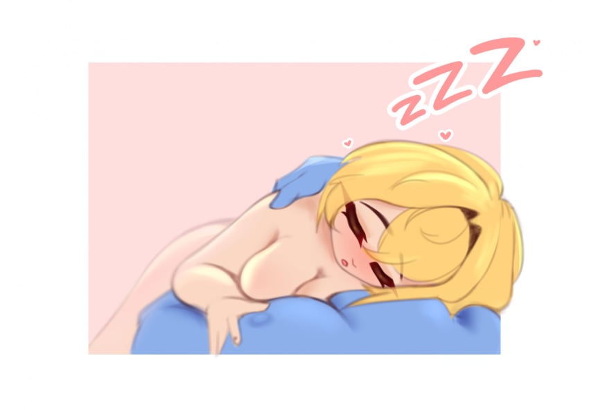1boy 1girls blizzard_entertainment blonde_hair blue_skin blush chromie draenei female gnome gnome_(warcraft) light-skinned_female light_skin male nude urpone warcraft world_of_warcraft
