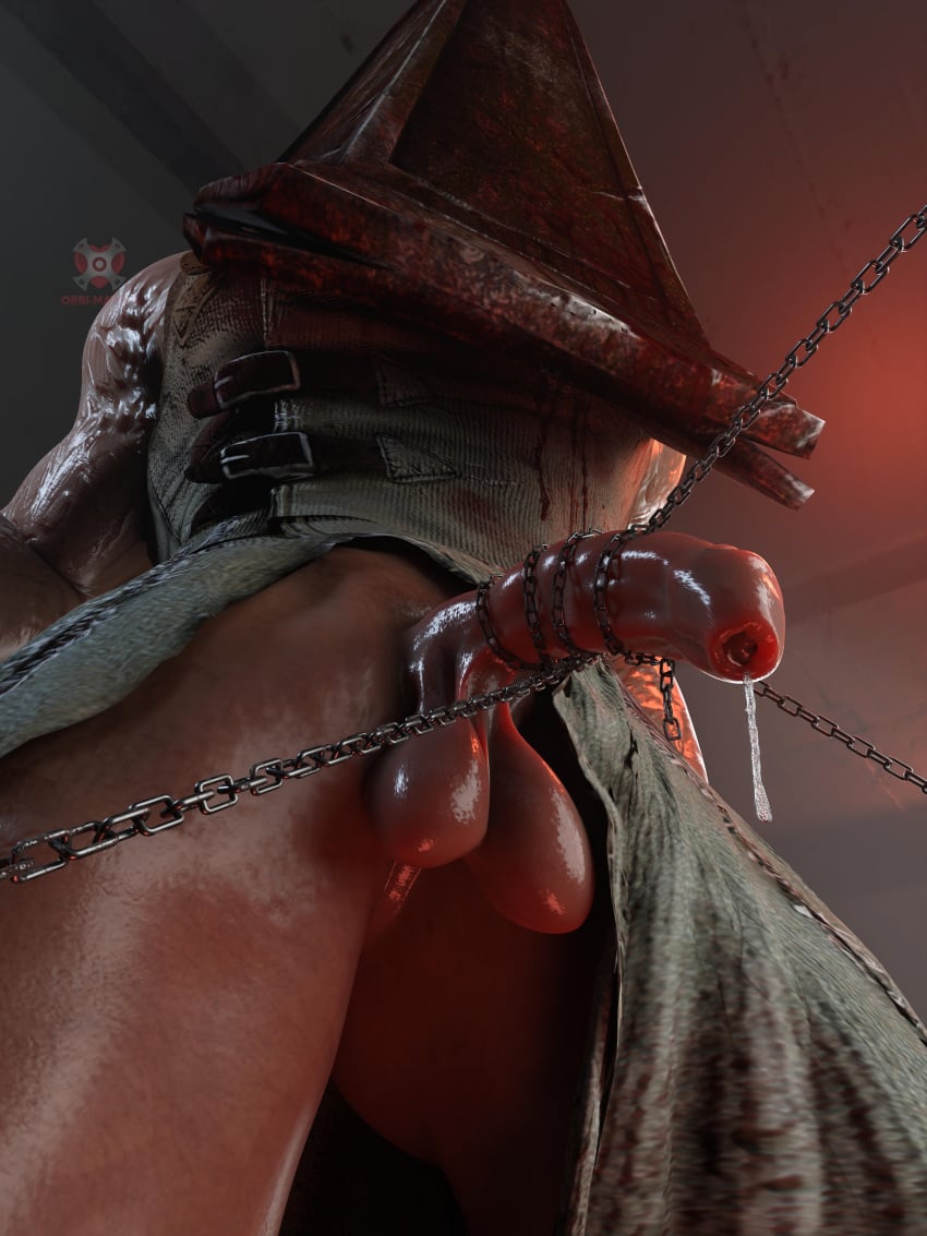 3d 3d_model bara barazoku blender erection foreskin gay large_penis low-angle_view low_hanging_balls male male_only obbi_mation pinup precum precum_bubble precum_drip precum_on_penis precum_string pyramid_head sagging_balls silent_hill silent_hill_2 solo_male tied_penis uncircumcised