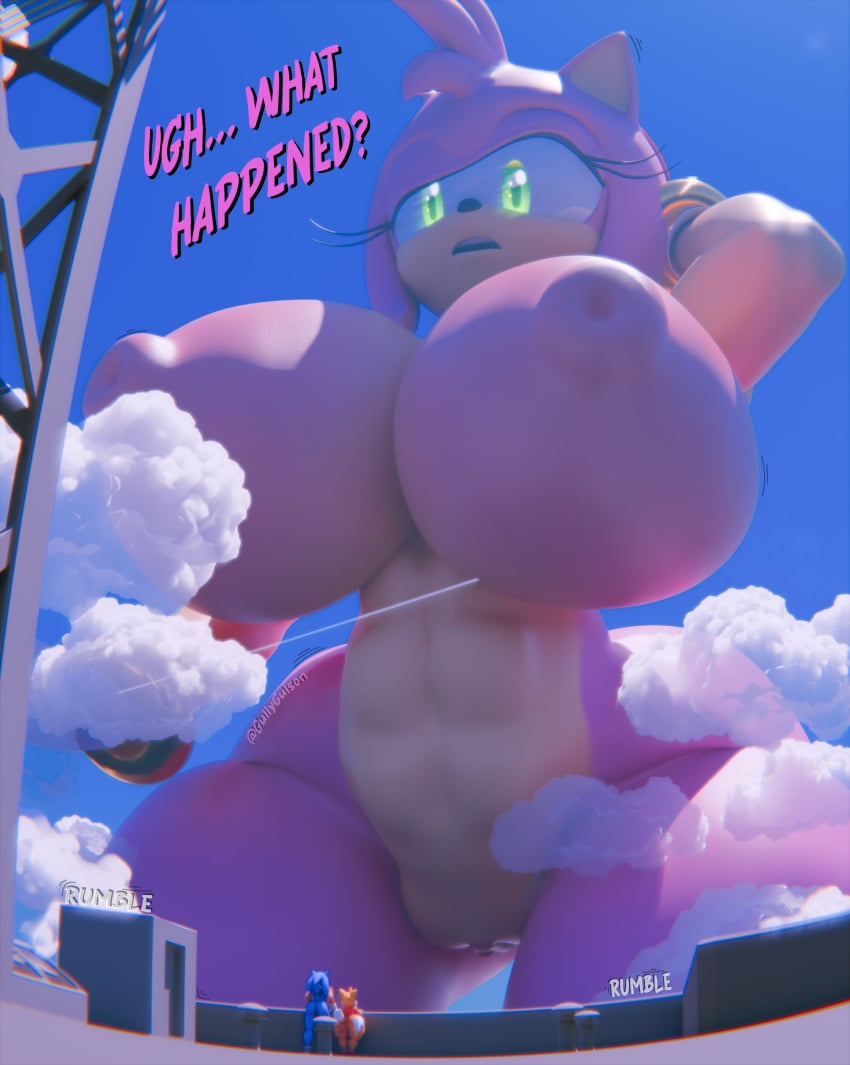 3d abs amy_rose breasts female giantess growth gullygulson macro nude_female pussy sonic_(series) sonic_the_hedgehog sonic_the_hedgehog_(series) sudden_growth tails tails_the_fox