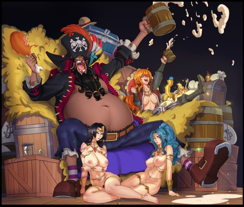 big_breasts blackbeard boa_hancock breasts enemy_conversion female femsub flarefox harem harem_girl harem_outfit male marshall_d_teach multiple_girls multiple_subs nami nami_(one_piece) nefertari_vivi nude one_piece slave