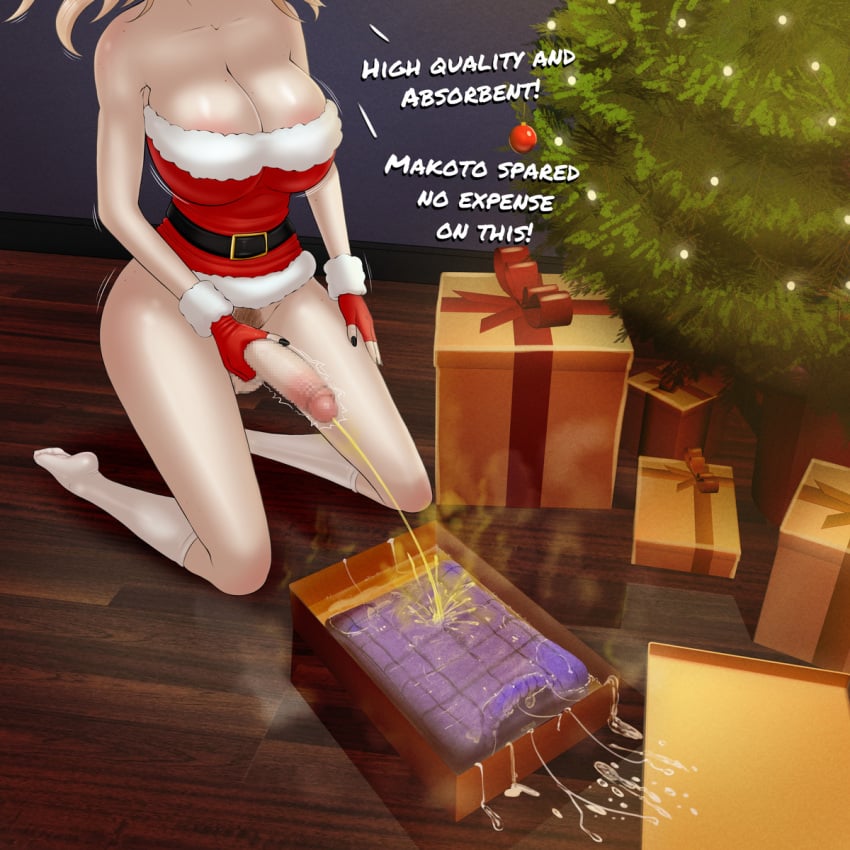 better_version_at_source big_breasts christmas cum_on_object danganronpa danganronpa:_trigger_happy_havoc dixieduckart erect_penis erection fingerless_gloves futa_focus futa_only futanari gloves junko_enoshima kneeling peeing pixiv_sample solo solo_focus solo_futa tagme unseen_futa_face urinating urinating_futanari urination urine urine_soaked urine_splatter urine_stream watersports