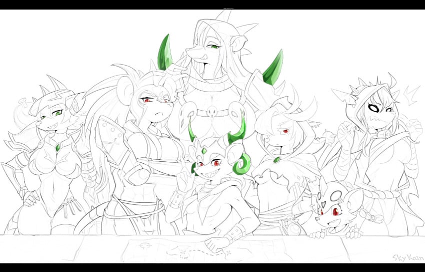 7girls anthro armor arms_behind_back assassin bandages big_breasts big_ears big_eyes black_and_white black_and_white_and_red bottle breasts_bigger_than_head crystal earring earrings female_only furry gathering gem gems gemstone green green_crystal green_eyes green_gem group ikit_claw impractical_armor licking_lips mage magic magic_user map mouse_ears mouse_tail piercing piercings potion queek_headtaker rat rat_ears rat_girl rat_tail red_eyes revealing revealing_clothes rodent size_difference skaven skimpy skimpy_clothes skintight skintight_bodysuit skintight_clothing skykain sneaky spellcaster tail thanquol throt_the_unclean undressing_another vermintide vial warhammer_(franchise) warhammer_age_of_sigmar warhammer_fantasy warpstone wip