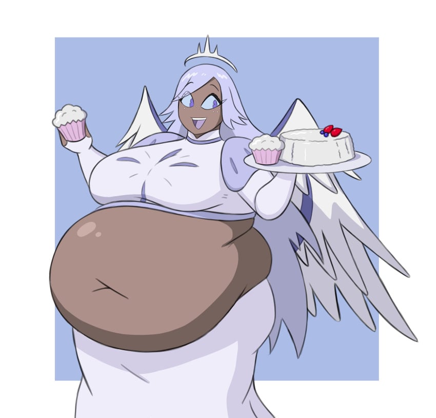 angel angel_wings bbw cake food huge_belly mizz-britt obese obese_female tagme tagme_(artist)