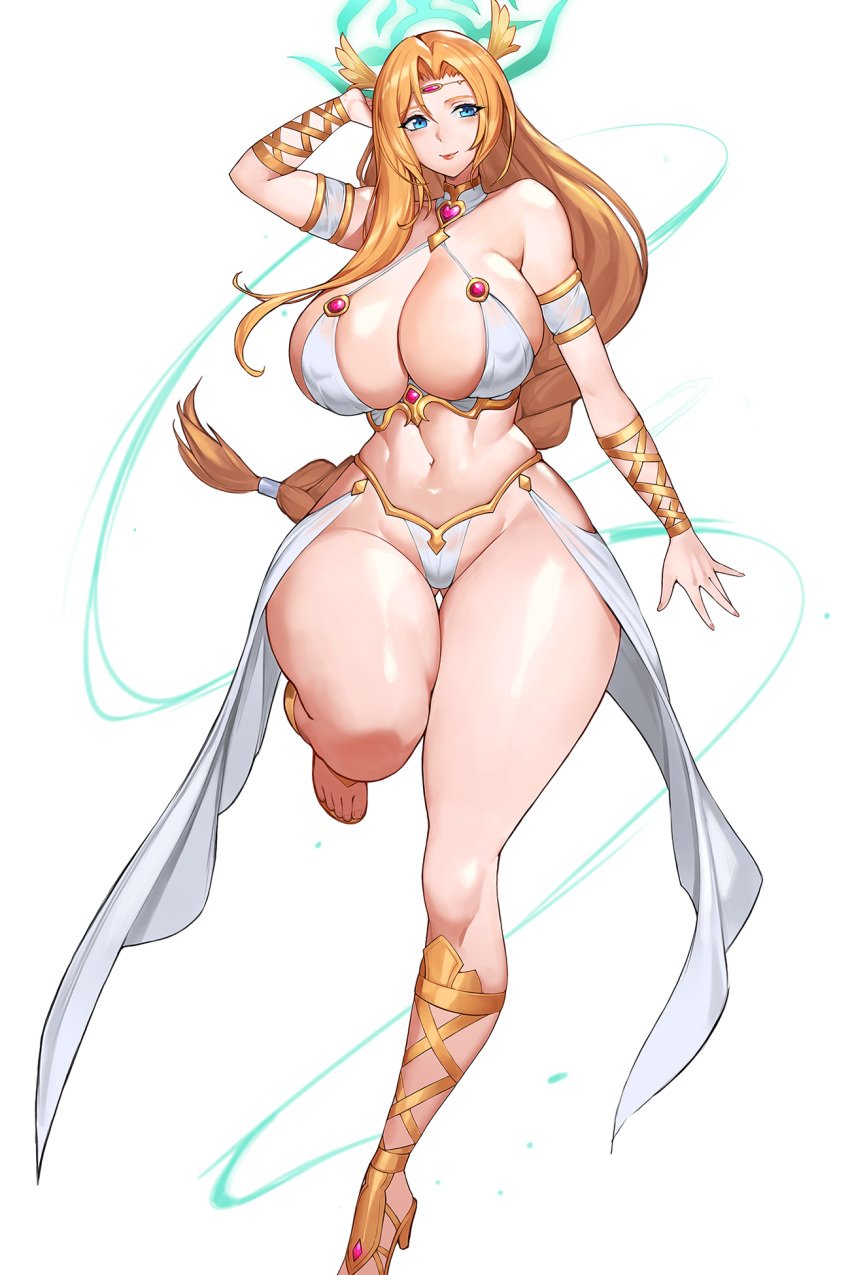 1girls big_breasts big_thighs blue_eyes breasts busty female female_only gurimjang long_hair navel original original_character thick_thighs thighs voluptuous