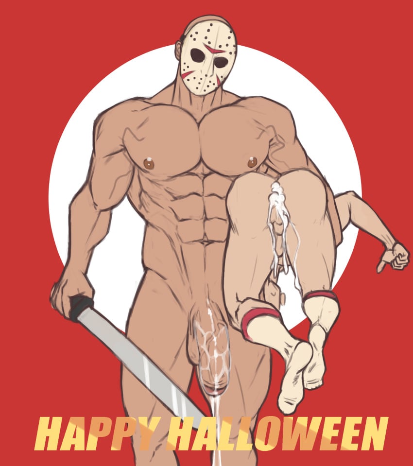 abs anus ass balls bara biceps big_balls big_penis cum flaccid friday_the_13th gay genital_fluids golewdgo hockey_mask jason_voorhees male male/male male_nipples male_only manly mask masked masked_male muscular_male nipples nude pecs penis