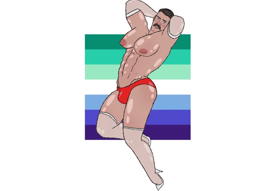 bara gay gay_pride gloves heels male_only omni-man red-underwear stockings