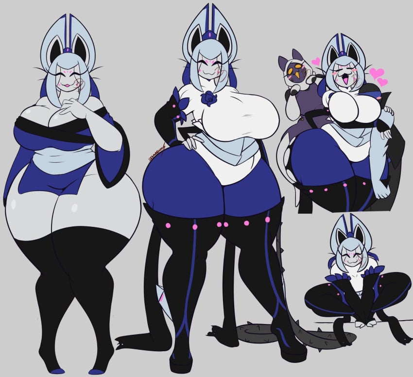 big_breasts blue_fur breasts cleavage dewwydarts dewwydartz female huge_breasts khora_(warframe) tagme thick_thighs warframe wide_hips wisp_(warframe)