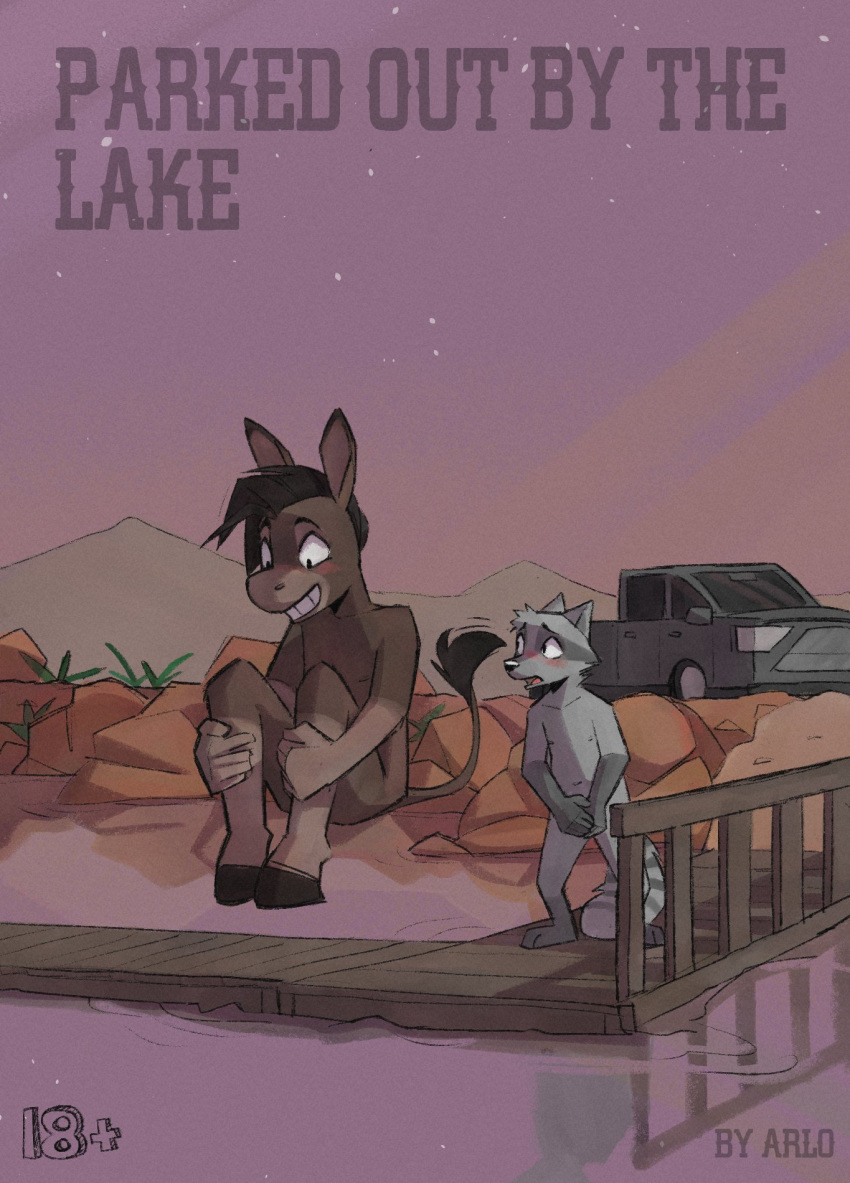 2boys anthro arloatdusk cannonball_(dive) covering embarrassed furry male skinny_dipping tagme