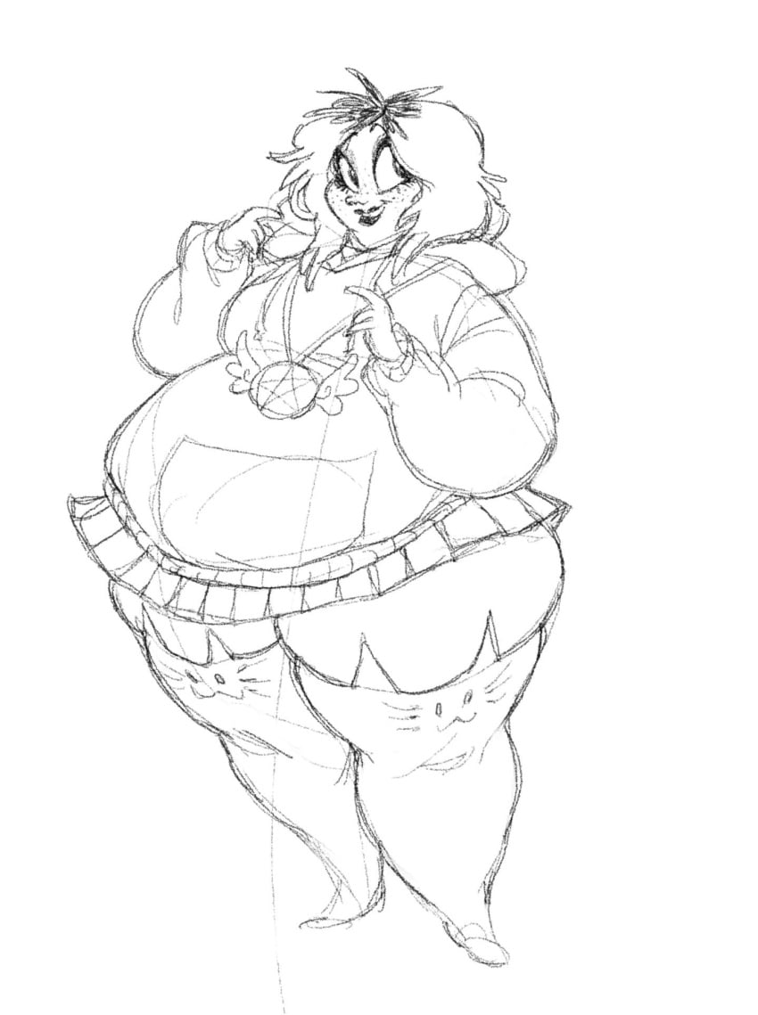 bbw emberlynn_pinkle emberlynn_pinkle_(human_form) helluva_boss huge_thighs obese obese_female sketch skirt tagme tagme_(artist) weight_gain wide_hips