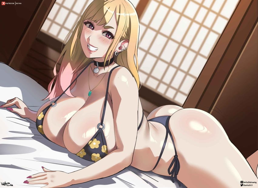 1girls ass bikini blonde_hair breasts cleavage delta26 female gyaru huge_breasts kitagawa_marin large_ass light-skinned_female light_skin long_hair red_eyes sono_bisque_doll_wa_koi_wo_suru thick_thighs