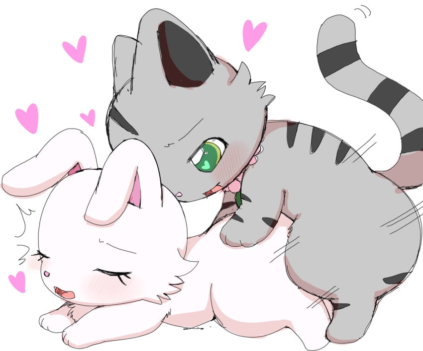 azuo blush domestic_cat duo felid feline felis female female_penetrated feral feral_on_feral feral_penetrated feral_penetrating feral_penetrating_feral fur green_eyes grey_body grey_fur heart_eyes heart_symbol hi_res jewelpet jewelpet_(series) jewelpet_(species) jewelry lagomorph leporid male male/female male_penetrating male_penetrating_female mammal necklace penetration rabbit ruby_(jewelpet) sanrio sega sega_fave sega_toys sex simple_background striped_body striped_fur stripes tour_(jewelpet) white_background white_body white_fur