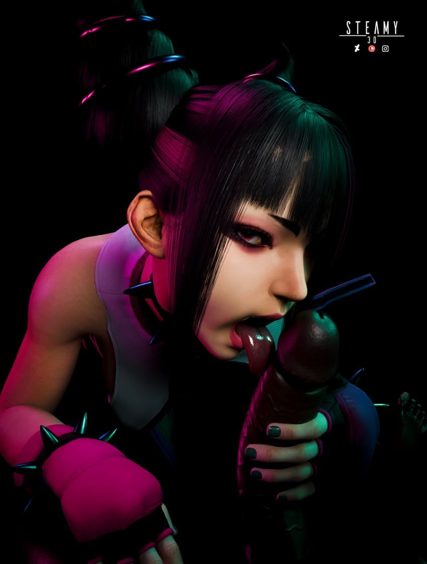 3d big_penis capcom dark-skinned_male interracial juri_han licking_penis oral oral_sex steamy3d street_fighter street_fighter_6