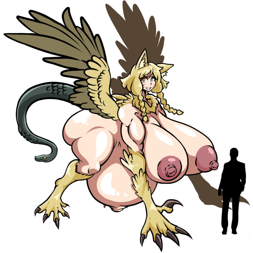 big_ass big_belly big_breasts chimera huge_ass huge_belly huge_breasts hyper_ass hyper_belly hyper_breasts hyper_pregnancy lion monster monster_boy monster_girl mrblackeye pregnant pregnant_belly pregnant_female sphinx wings yellow_hair