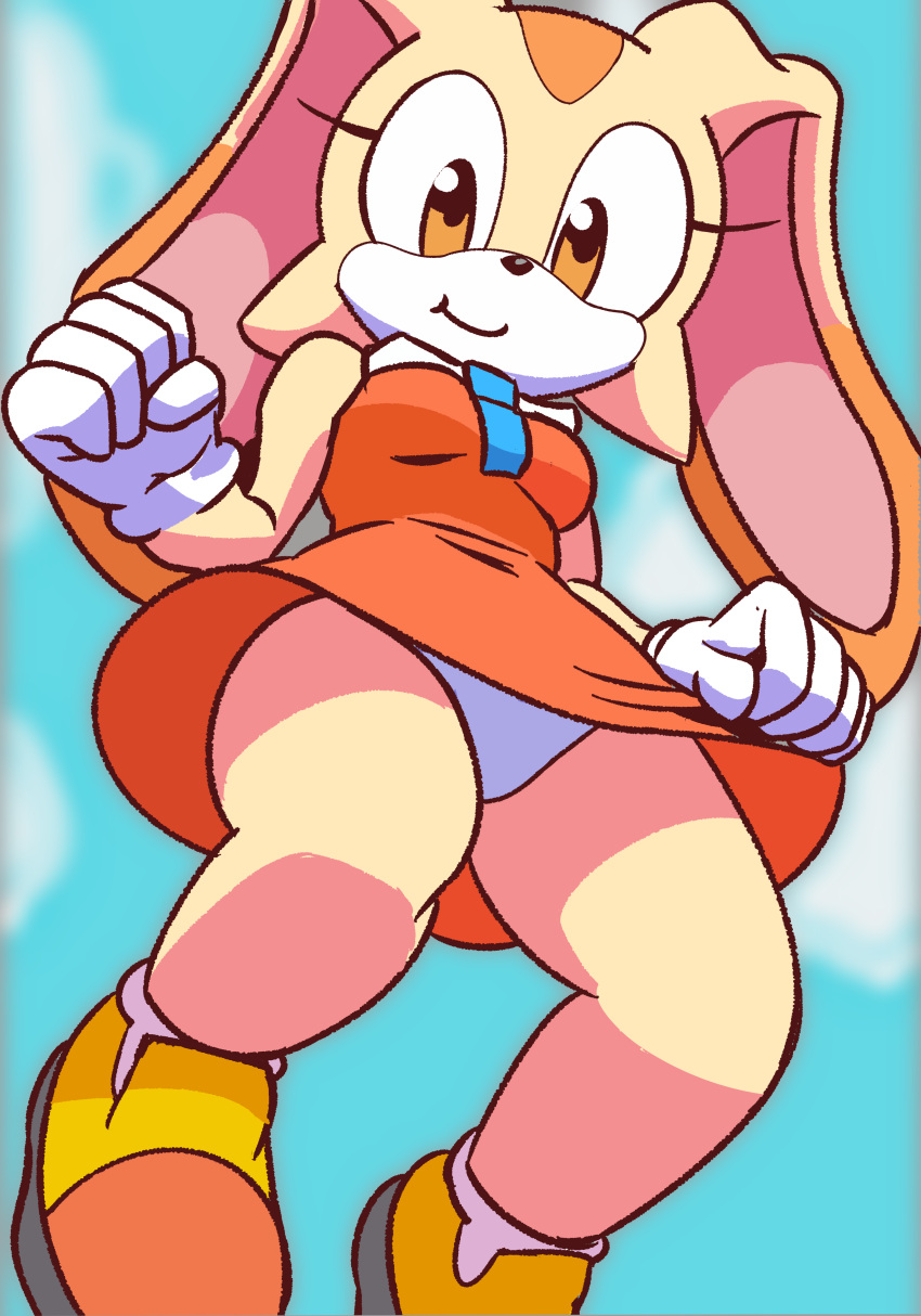 1girls anthro blush brown_eyes clothed cream_the_rabbit cute dinim dress female furaffinity girly_girl handwear lagomorph looking_at_viewer mobian_(species) panties rabbit sega smile sonic_(series) sonic_advance sonic_advance_2 sonic_team sonic_the_hedgehog_(series) thick_thighs underwear video_games wide_hips young