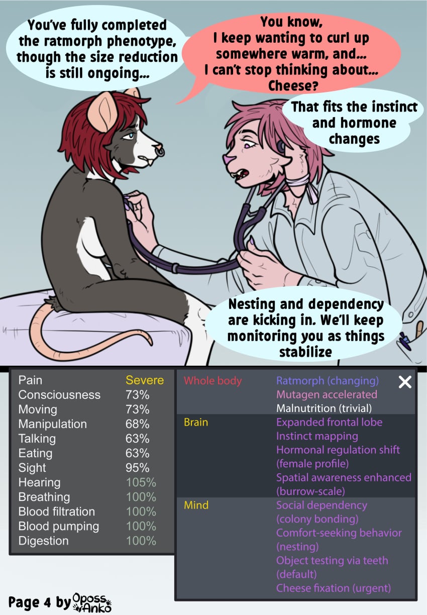 absurd_res anthro arm_hair ass beard belly_hair body_hair bottomwear breast_growth breasts butt_hair chest_hair claw_growth claws clothed clothing coat comic comparing dialogue dizzy dock_(anatomy) doctor duo electronics english_text eyewear facial_hair facial_piercing female forced forced_transformation fur fur_growth furry game_console gameplay_mechanics gender_transformation genitals glasses grease group growth gui gynomorph hair hairy hairy_legs hairy_vulva health_bar hi_res human human_to_anthro humanoid_genitalia injection intersex kiri-anko lab_coat laboratory laboratory_equipment lagomorph leporid male mammal medical medical_gloves medical_instrument mid_transformation mind_break mtf_transformation murid murine mutagen nipples nose_piercing nude pain pants penis piercing pubes rabbit rat rat_tail rimworld rodent scientific_experiment scientific_instrument sequence size_difference size_transformation species_transformation speech_bubble surgical_suture tail text topwear transformation transformation_sequence underwear