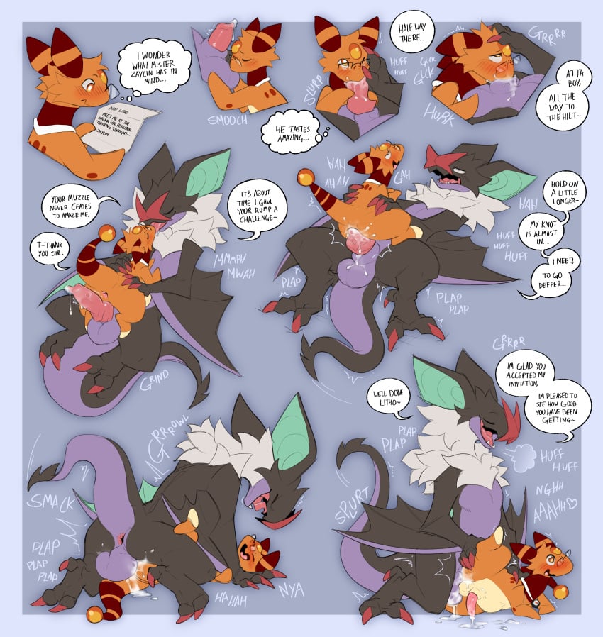 absurd_res ampharos anal anal_knotting anal_sex animal_genitalia animal_penis anus ass balls big_ears big_penis black_body blind blush blush_lines bodily_fluids butt_grab claws closed_eyes countershade_torso countershading cowgirl_position cum cum_in_ass cum_in_mouth cum_inside decodecker deep_throat dialogue digital_media_(artwork) disability duo english_text erection eyewear fangs feet fellatio feral finger_claws foot_on_balls forehead_gem freckles from_front_position fur gem generation_2_pokemon generation_6_pokemon genital_fluids genitals glasses hand_on_butt heart_eyes heart_symbol hi_res hybrid kiss_on_lips knot knotted_penis knotting leg_glider_position litho_(stormysparkler) male male/male male_penetrated male_penetrating male_penetrating_male mating_press mega_stone moan multicolored_body neck_tuft nintendo noivern nude on_bottom on_top onomatopoeia open_mouth oral oral_knotting oral_penetration penetration penile penile_penetration penis penis_in_mouth pokemon pokemon_(species) raised_leg sex simple_background size_difference sound_effects speech_bubble spiked_tail spikes spikes_(anatomy) tail teeth text toe_claws tongue tuft wings