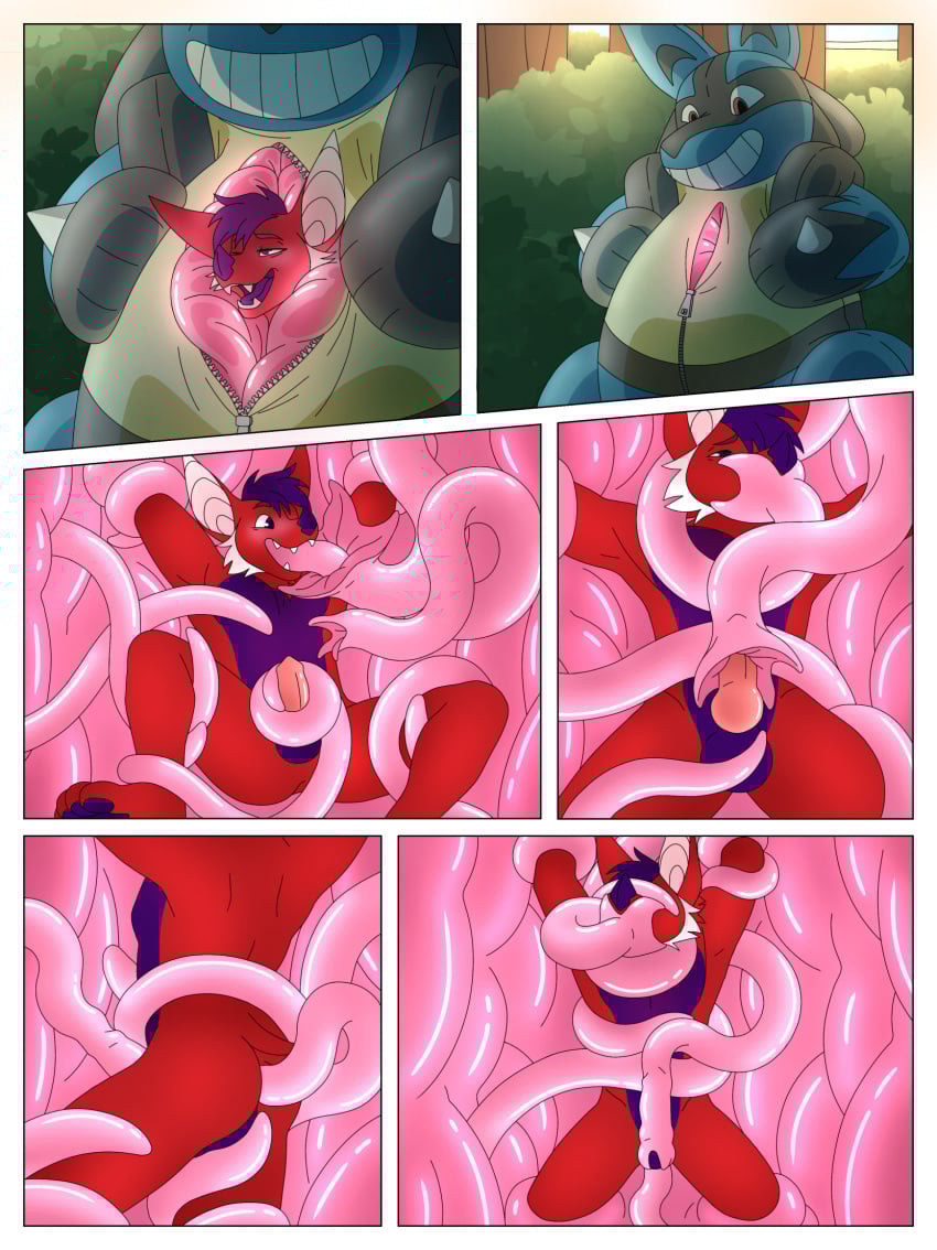 anal anal_sex animal_genitalia animal_penis animate_inanimate anthro balls bat bondage bondage bound branch clothing comic comic_panel duo encasement generation_4_pokemon genitals hi_res inflatable inflatable_toy latex latex_clothing latex_skinsuit living_inflatable living_plushie lucario male malphs mammal megabat milking_tentacles nintendo nude nude_anthro oral oral_penetration outside paws penetration penile penis penis_milking penis_wrap plant plushie plushsuit pokemon pokemon_(species) pool_toy restrained restrained_by_tentacles skinsuit soft_vore takeover tendrils tentacle tentacle_in_ass tentacle_in_mouth tentacle_penetration tight_clothing trapped trapped_in_clothing tree vore wrapped wrapped_arms wrapped_legs wrapped_up zipper