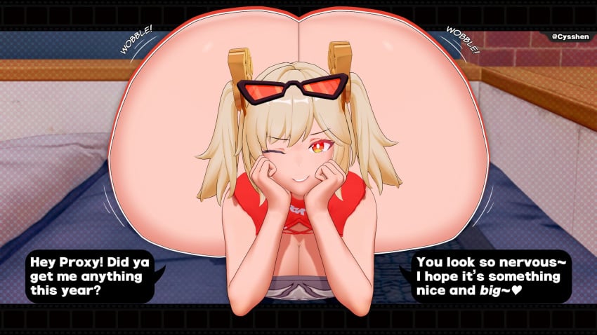 3d ass ass_bigger_than_head ass_focus ass_up burnice_white cyshen text zenless_zone_zero