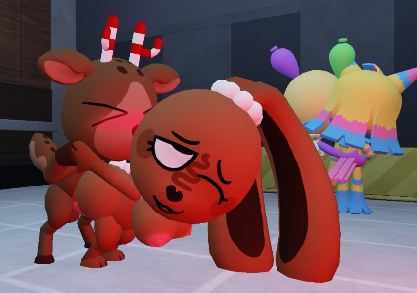 3d anthro anthro_on_anthro anthro_penetrated cocoa_(dandy's_world) dandy's_world penetration public_nudity public_sex rabbit_ears rabbit_girl roblox roblox_game rudie_(dandy's_world) sweating