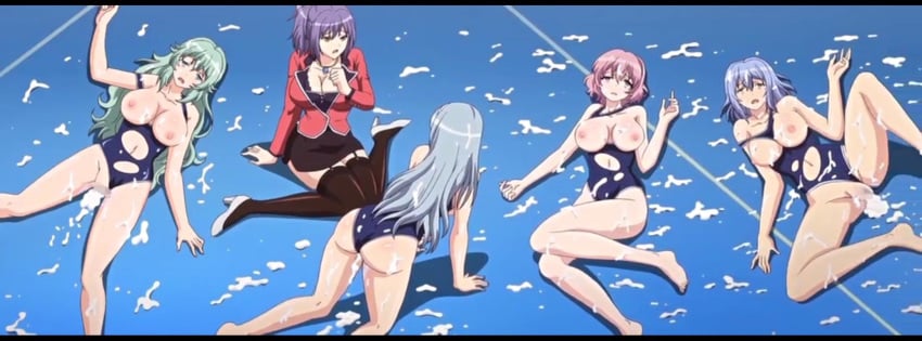 5girls after_rape after_sex ahe_gao all_fours areolae ass bent_over breasts breasts_out censored cum cum_in_pussy female_only gakuen_de_jikan_yo_tomare glasses hentai katie_majima large_breasts lineup lying multiple_girls nipples on_back one-piece_swimsuit open_mouth rape screencap seto_manaka shinjou_honoka stitched swimsuit swimsuit_aside takahama_shizuru take_your_pick teacher thighhighs time_stop torn_clothes