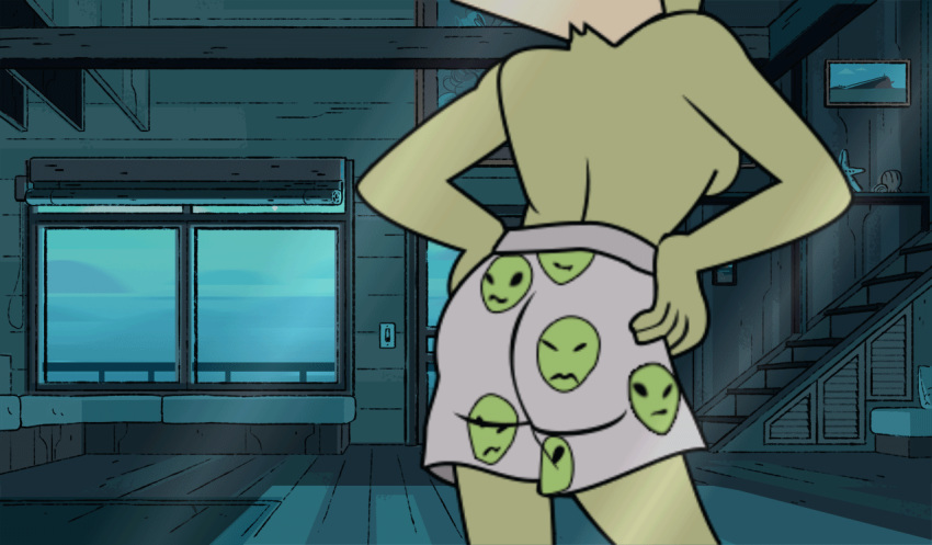 alien animated ass boxer_shorts clothing edit female gem_(species) green_skin peridot_(steven_universe) pulling_boxers pulling_down_underwear shorts solo steven_universe underwear