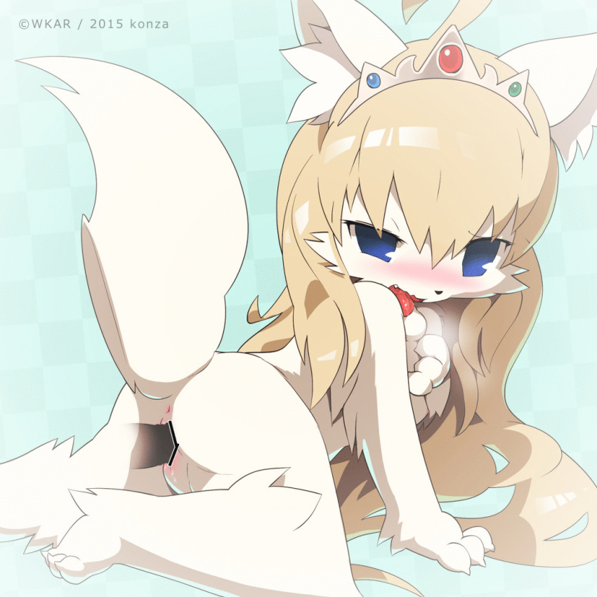 animated anthro artist_request blonde_hair blue_eyes borrowed_character censored fur furry long_hair pussy sex wkar wolf