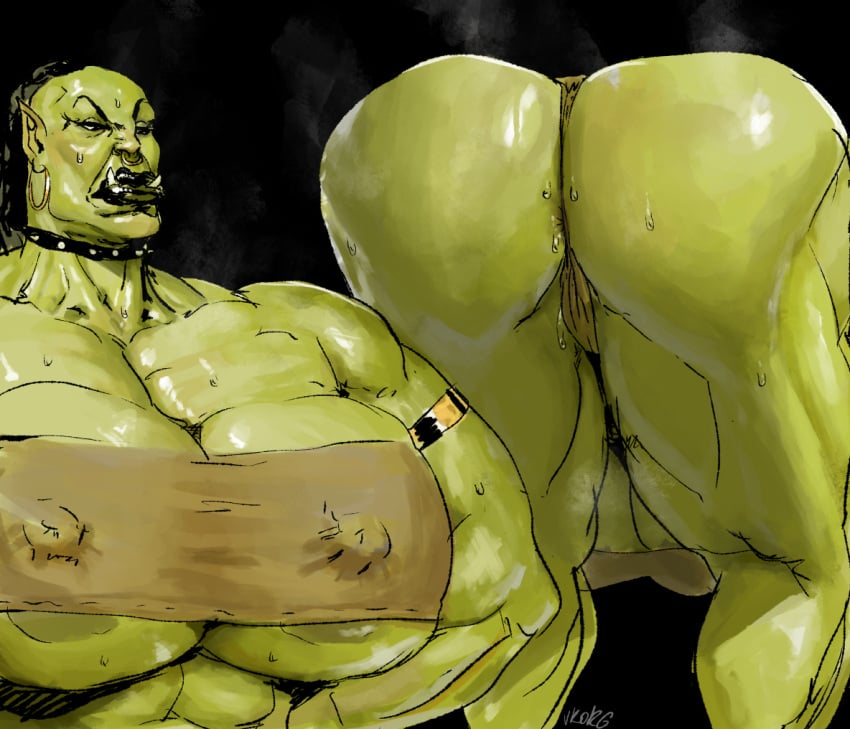 ass ass_focus female huge_ass huge_breasts monster_girl muscular_female orc orc_female solo solo_female vkorg