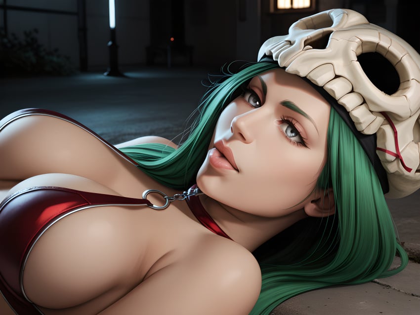 1girls ai_generated bleach bleach:_the_thousand-year_blood_war cleavage curvaceous curvaceous_body curves curvy curvy_body curvy_female curvy_figure female female_only green_hair hourglass_figure infiniteskull inner_sideboob light-skinned_female light_skin nelliel_tu_odelschwanck sideboob solo solo_female voluptuous voluptuous_female