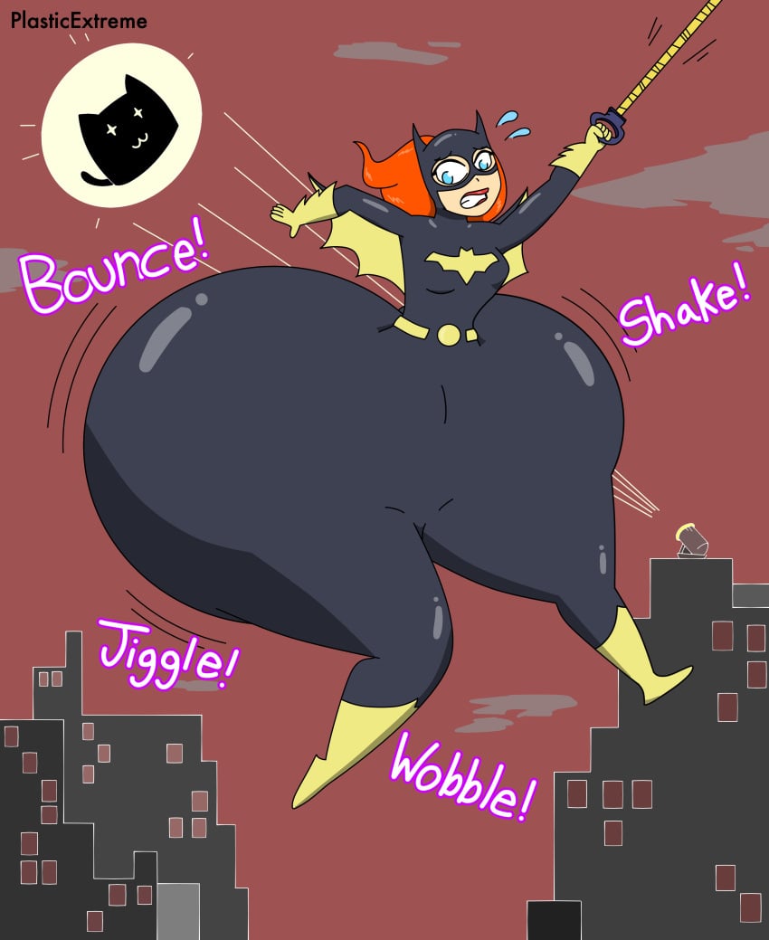 ass_bigger_than_body ass_expansion barbara_gordon batgirl batman_(series) bottom_heavy colored dc_comics female grappling_hook hyper_ass plasticat plasticextreme red_hair superheroine tagme