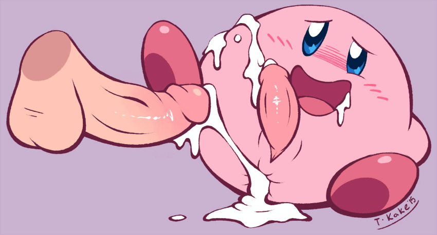 2boys after_sex anal blue_eyes blush cum ejaculation kirby kirby_(series) male multiple_boys nintendo open_mouth orgasm penetration penis solo_focus testicles tongue torrentialkake uncensored