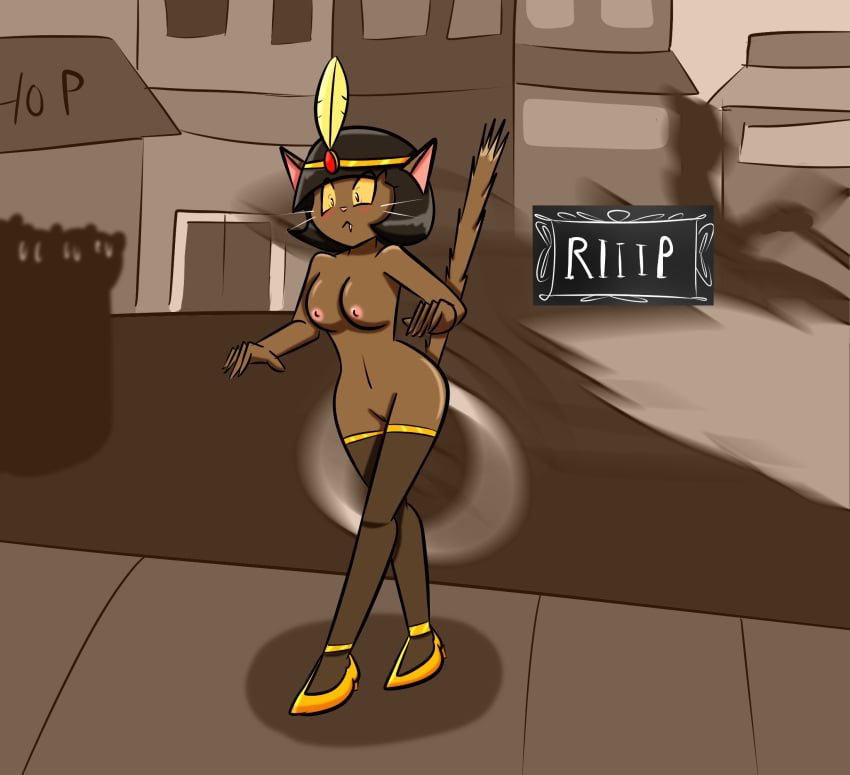 anthro assisted_exposure black_hair brown_body brown_fur car clothing crown embarrasment embarrassed female footwear fur golden_clothes hair headgear hi_res high_heels ivy_(disambiguation) ivy_pepper lackadaisy legwear onomatopoeia revrook solo sound_effects stockings text tiara vehicle yellow_eyes