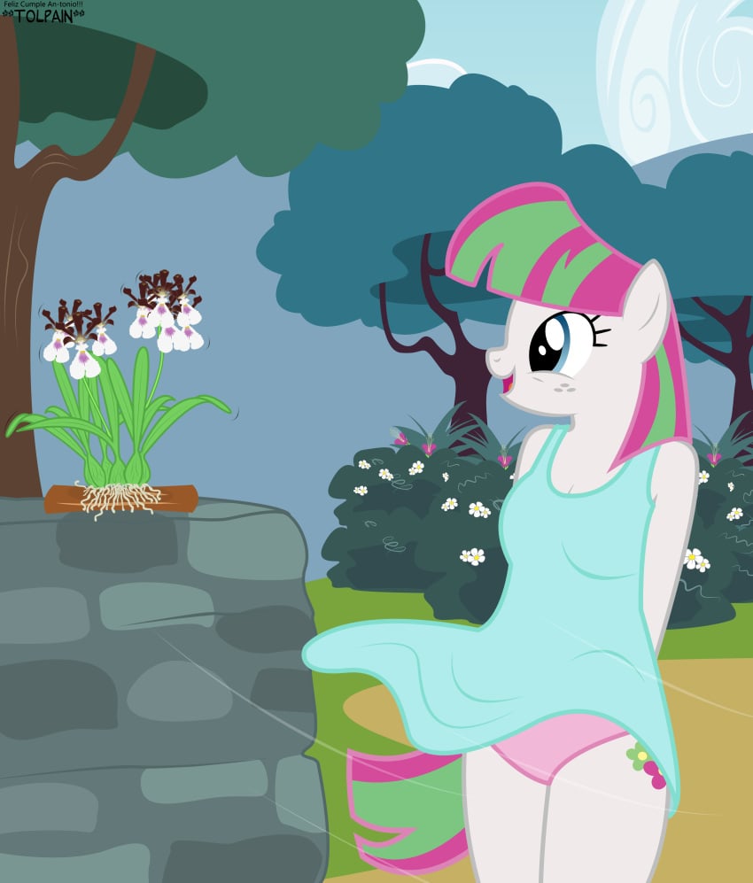 anthro bloomforth female friendship_is_magic my_little_pony panties pink_panties solo sundress tolpain upskirt