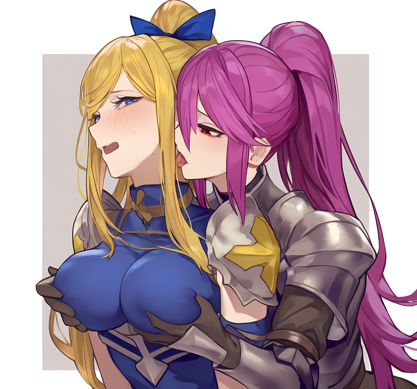 ai_generated anabel_(another_eden) another_eden breast_grab deirdre_(another_eden) incest kissing kissing_neck nai_diffusion sister_and_sister sisters yuri