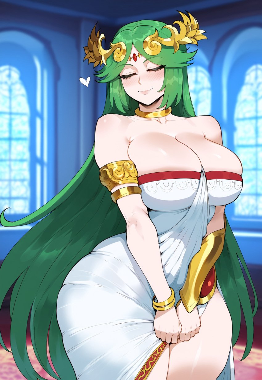1girls ai_generated ass big_breasts breasts creamy_ai female female_focus green_hair hips huge_ass huge_breasts kid_icarus large_breasts light-skinned_female mature_female milf palutena thick_thighs thighs wide_hips