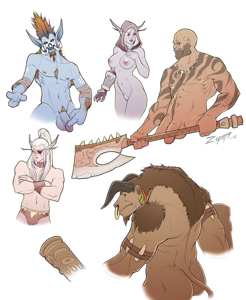 1girls 4boys baine_bloodhoof blizzard_entertainment blood_elf blue_skin blush female forsaken garrosh_hellscream light-skinned_male light_skin lor'themar_theron mag'har_orc male monster_boy orc orc_(warcraft) orc_male sylvanas_windrunner tauren troll troll_(warcraft) undead undead_(warcraft) vol'jin warcraft white_hair world_of_warcraft zepht7