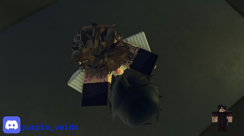 2boys 3d ass balls ballsack black_hair brown_hair cat_ears discord_(app) discord_logo discord_username femboy glans purple_voidx reference_image roblox roblox_avatar robloxian self_upload tagme tattooed_arm thighhighs white_pants white_shirt