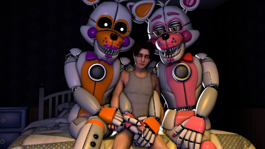 celestycrafter cock cum five_nights_at_freddy's five_nights_at_freddy's:_sister_location five_nights_at_freddy's_4 fox foxy_bro funtime_foxy_(fnaf) funtime_foxy_(fnafsl) handjob lolbit_(fnaf) male michael_afton on_model teen_boy teenager