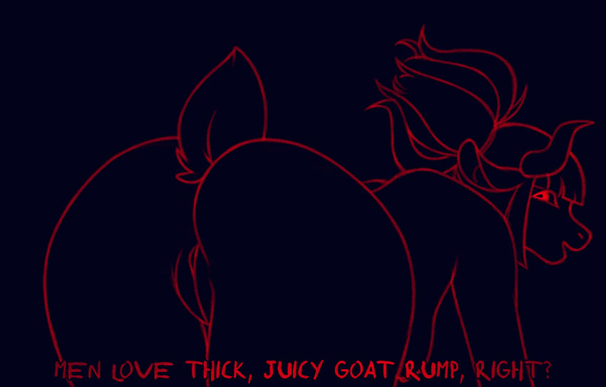 anthro ass bent_over bovid breasts caprine ears_back english_text female goat goat_lucifer_(helltaker) hanging_breasts helltaker hi_res line_art looking_at_viewer looking_back looking_back_at_viewer mammal noxu pivoted_ears presenting presenting_hindquarters smile smiling_at_viewer solo text