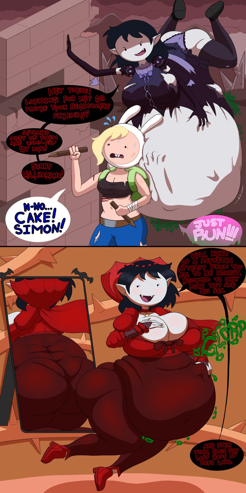 adventure_time adventure_time:_fionna_&_cake after_vore ass ass_expansion bad_end belly big_belly breast_expansion breasts bubble_butt cartoon_network cleavage dat_ass digestion dumptruck_ass evil_smile fangs fat fat_ass fat_belly fat_female female_pred female_prey fionna_the_human_girl huge_ass huge_breasts human_prey jackheretherealone marceline multiple_prey post_vore the_star_(fionna_and_cake) vampire vampire_girl vampire_pred vore weight_gain