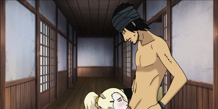 1boy 1girls blonde_hair blowjob enoke female ino_yamanaka interracial male male_focus naruto naruto_shippuden