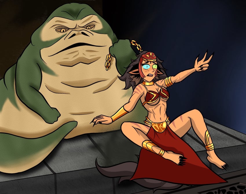 belly_dancer belly_dancer_outfit catra chain_leash harem_outfit jabba's_palace jabba_the_hutt she-ra_and_the_princesses_of_power slave_bikini slave_collar slave_leia_(cosplay) slavegirl star_wars