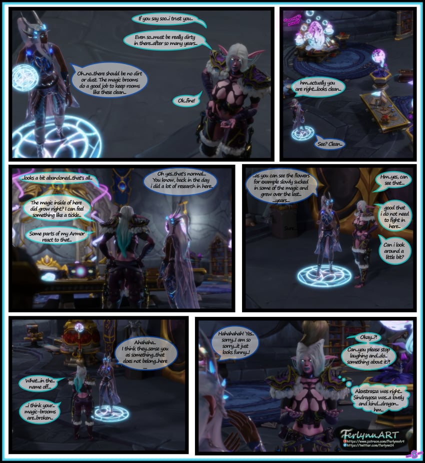 3d comic comic_page comic_panel female ferlynn futa_on_female futanari night_elf sindragosa story world_of_warcraft