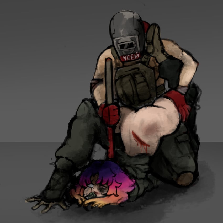 beaten blood faceless faceless_male female grenade hammer injury kya_nini military_uniform nonconsensual rape restrained rough_sex sex sledgehammer tagilla_(escape_from_tarkov) vaginal_rape weapon